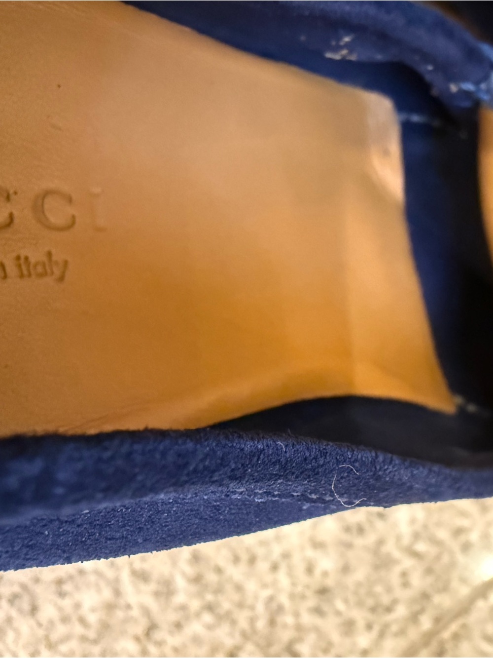 Gucci Women’s Navy Suede Horsebit Loafers - Picture 6 of 9